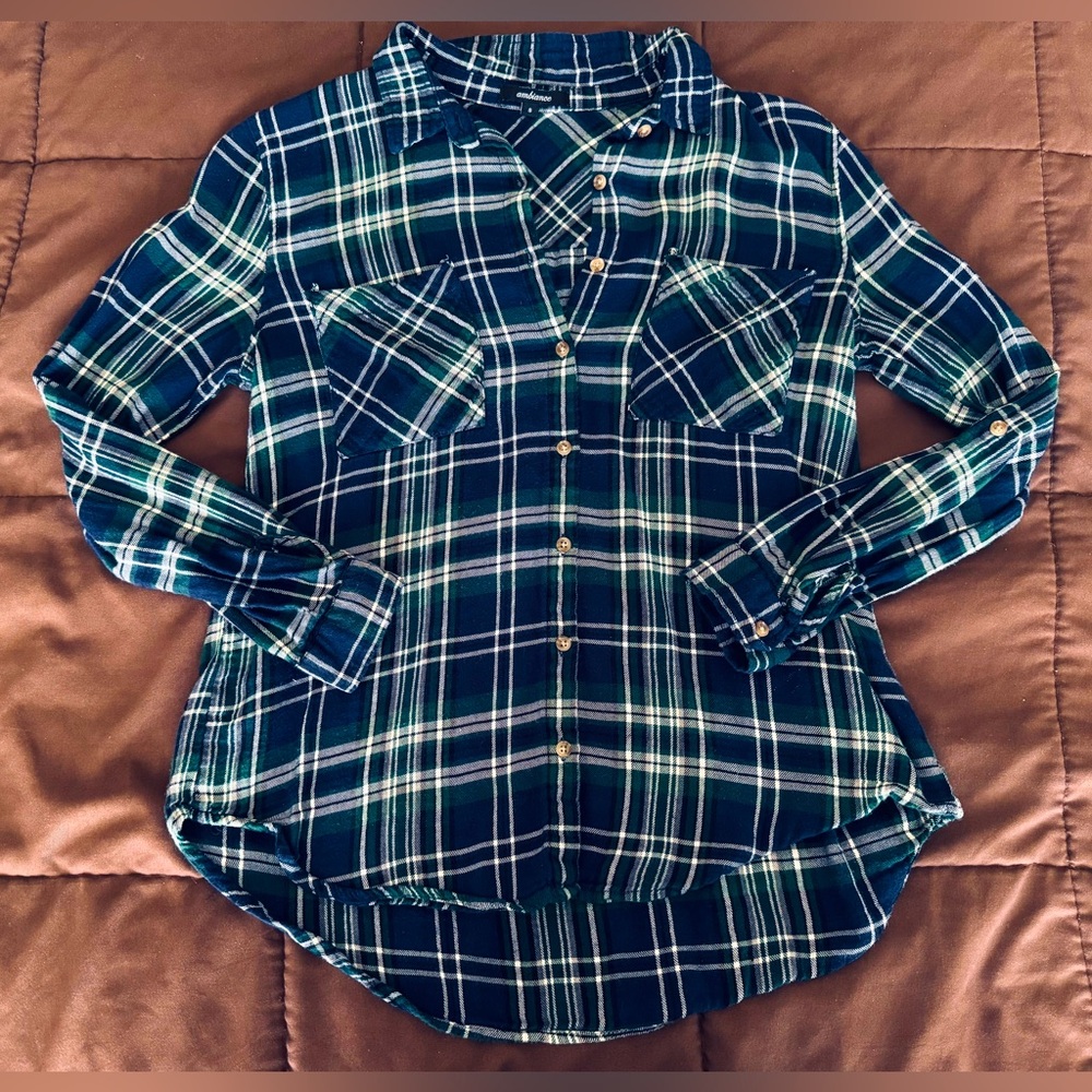 Blue and Green Flannel Shirt